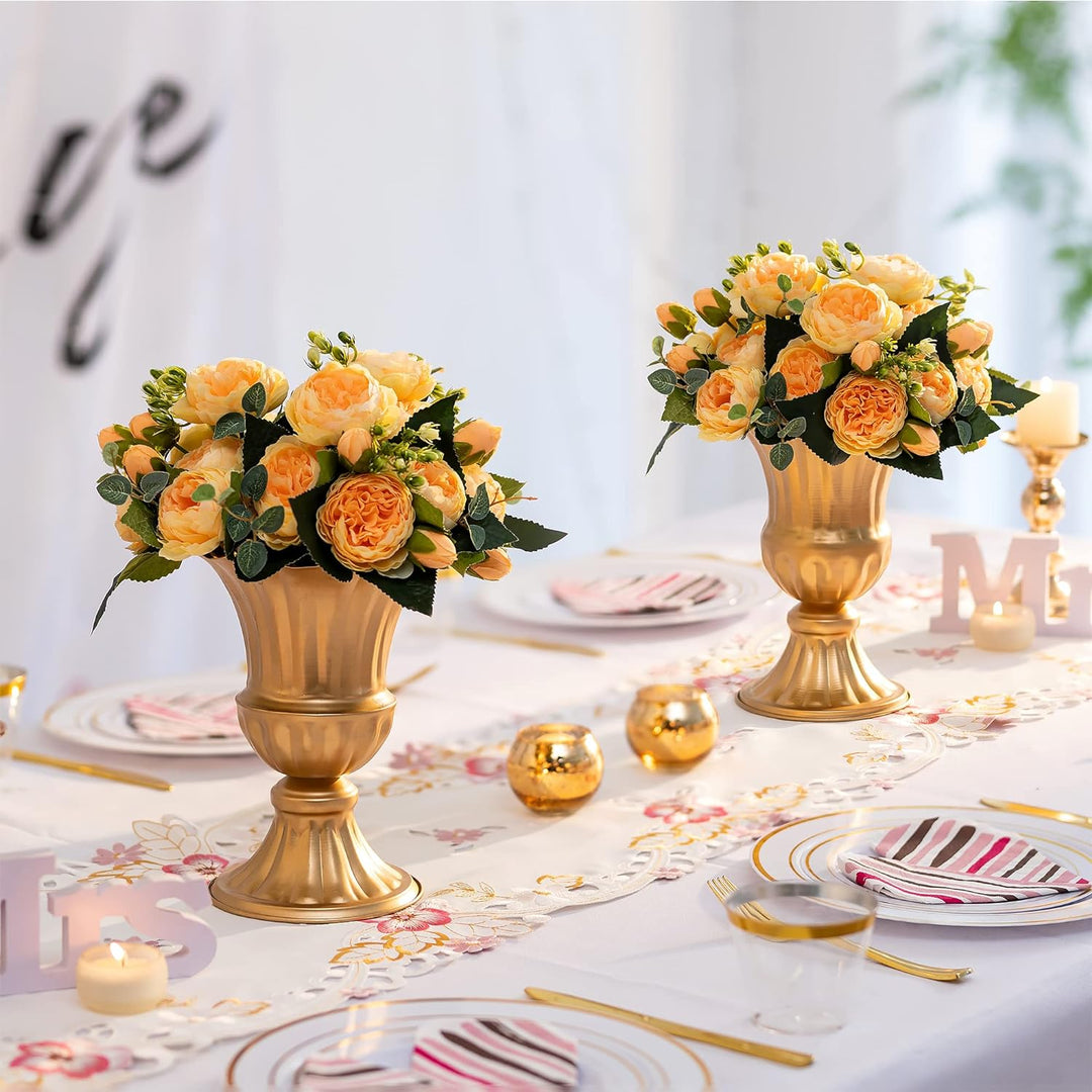 Sziqiqi Golden Metall Vase für Hochzeit - 2 Stück Klein Blumenvase Deko Hochzeit Mittelstücke, Vinta