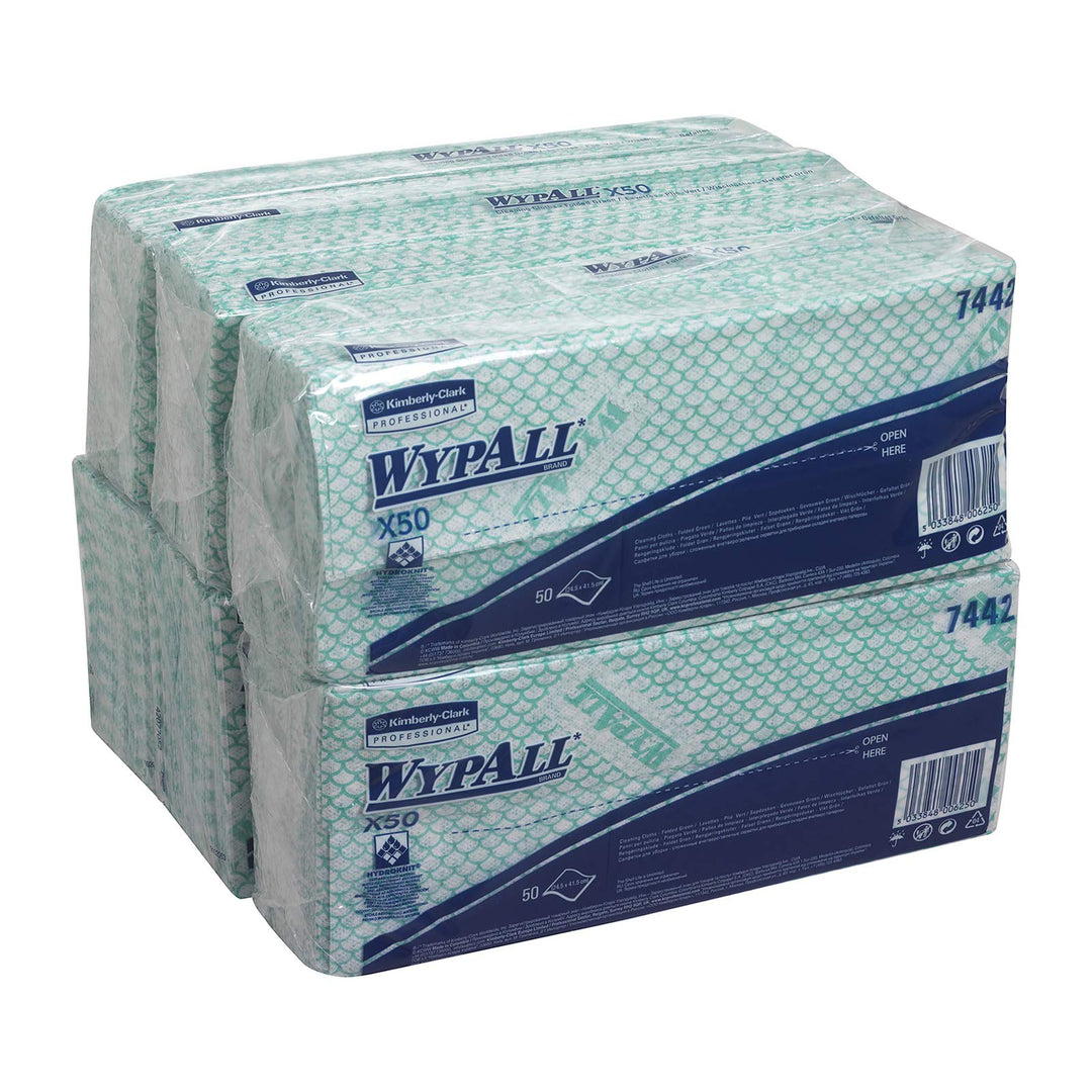 WypAll X50 Farbcodierte Reinigungstücher 7442 Reinigungstücher Grün – 6 Packungen x 50 Farbcodierte