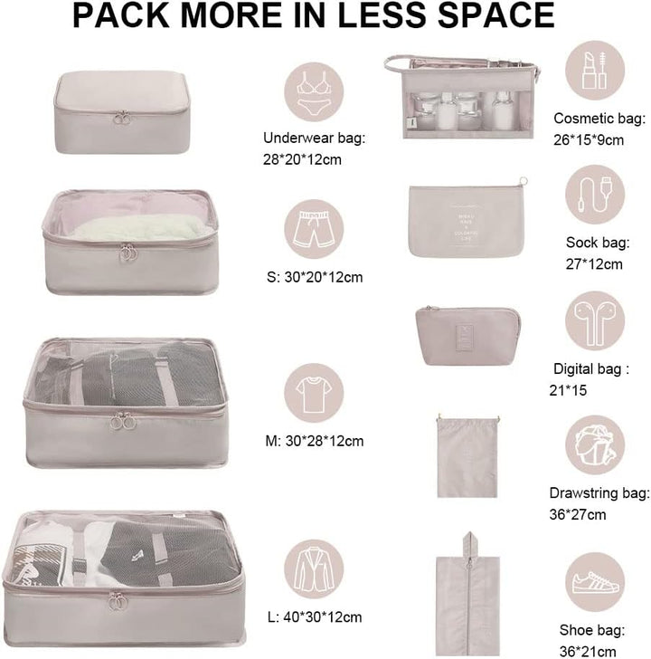 OSDUE Koffer Organizer Set 9-teilig, Packing Cubes, Wasserdichte Reise Kleidertaschen, Packtaschen f