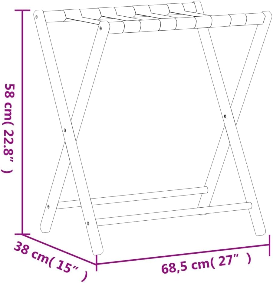 Gepäckablage Schwarz 68,5x38x58 cm Bambus Klappbar Faltbar für Hotelzimmer Gästezimmer Schlafzimmer