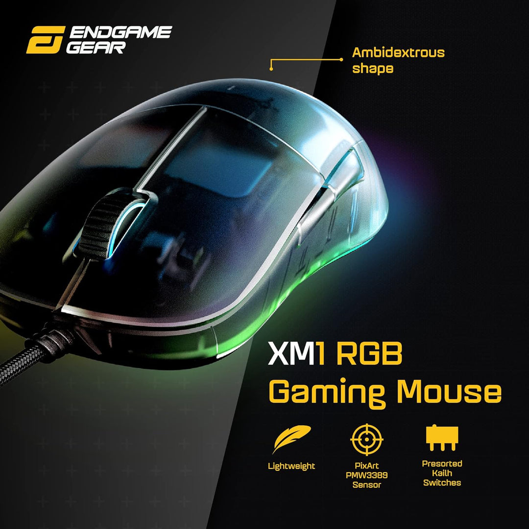 ENDGAME GEAR XM1 RGB Gaming Maus - Optischer PWM3389 Sensor - 50:16.000 DPI - 5 Tasten – GM 4.0-60M