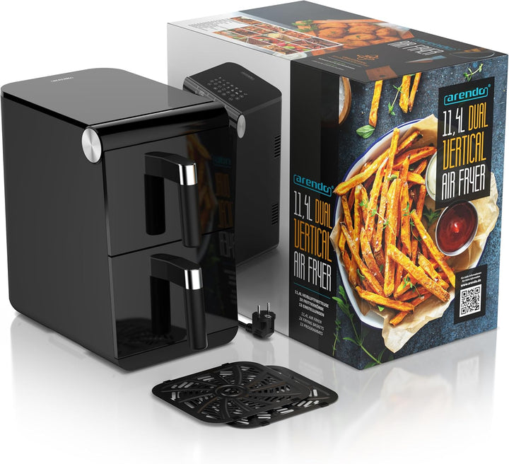 Arendo - Heissluftfritteuse XXL Dual Zone 2 Kammern – 11,4L Kapazität – 2 Zonen – Airfryer Doppelkam