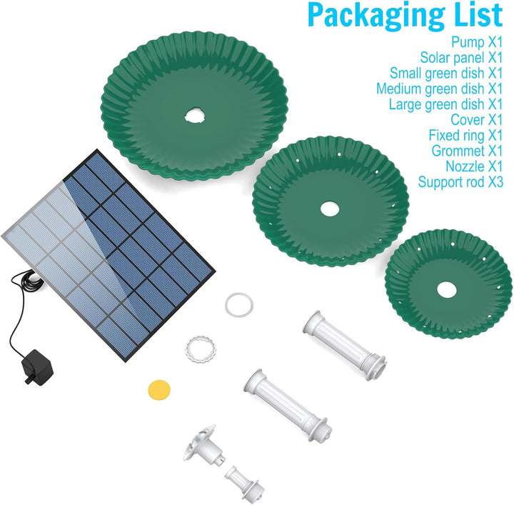 AISITIN DIY Brunnen, Vogeltränke Sets mit 3,5W Solar Springbrunnen, Vogelbad und DIY Solarbrunnen Ab