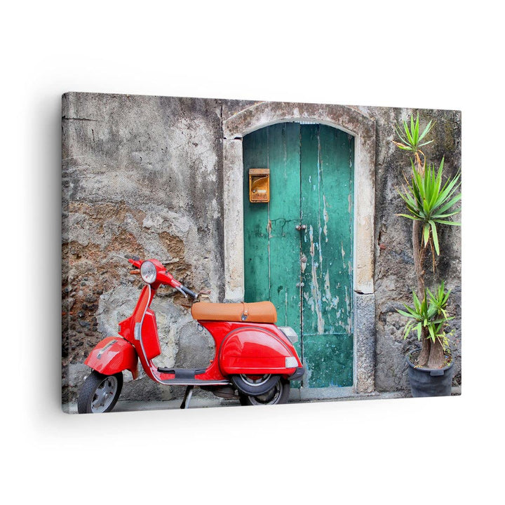 Bilder auf Leinwand Scooter transport italien retro Leinwandbild 70x50cm Wandbilder Dekoration Wohnz