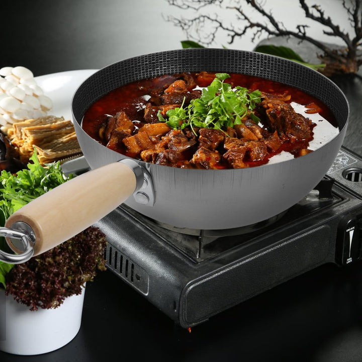 MAGICLULU Edelstahl Wok Mit Wabenboden Für Induktionsherd Und Elektroherd Chinesische Bratpfanne Für