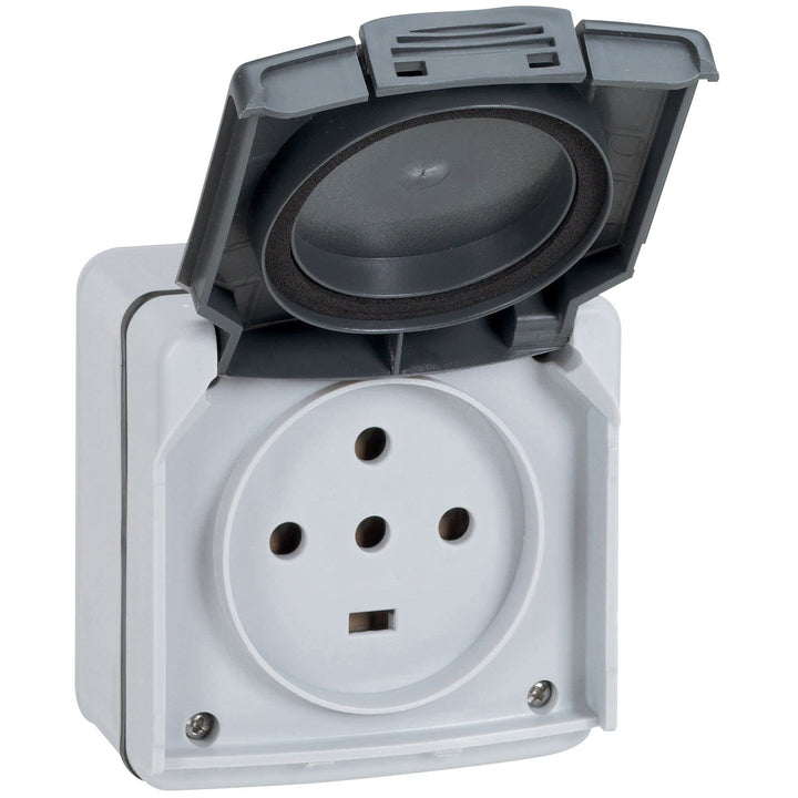 Legrand Plexo LEG91437 Wasserdichte Steckdose (IP 55), 3 Kontakte, Schutzleiter und Nullleiter, 20 A