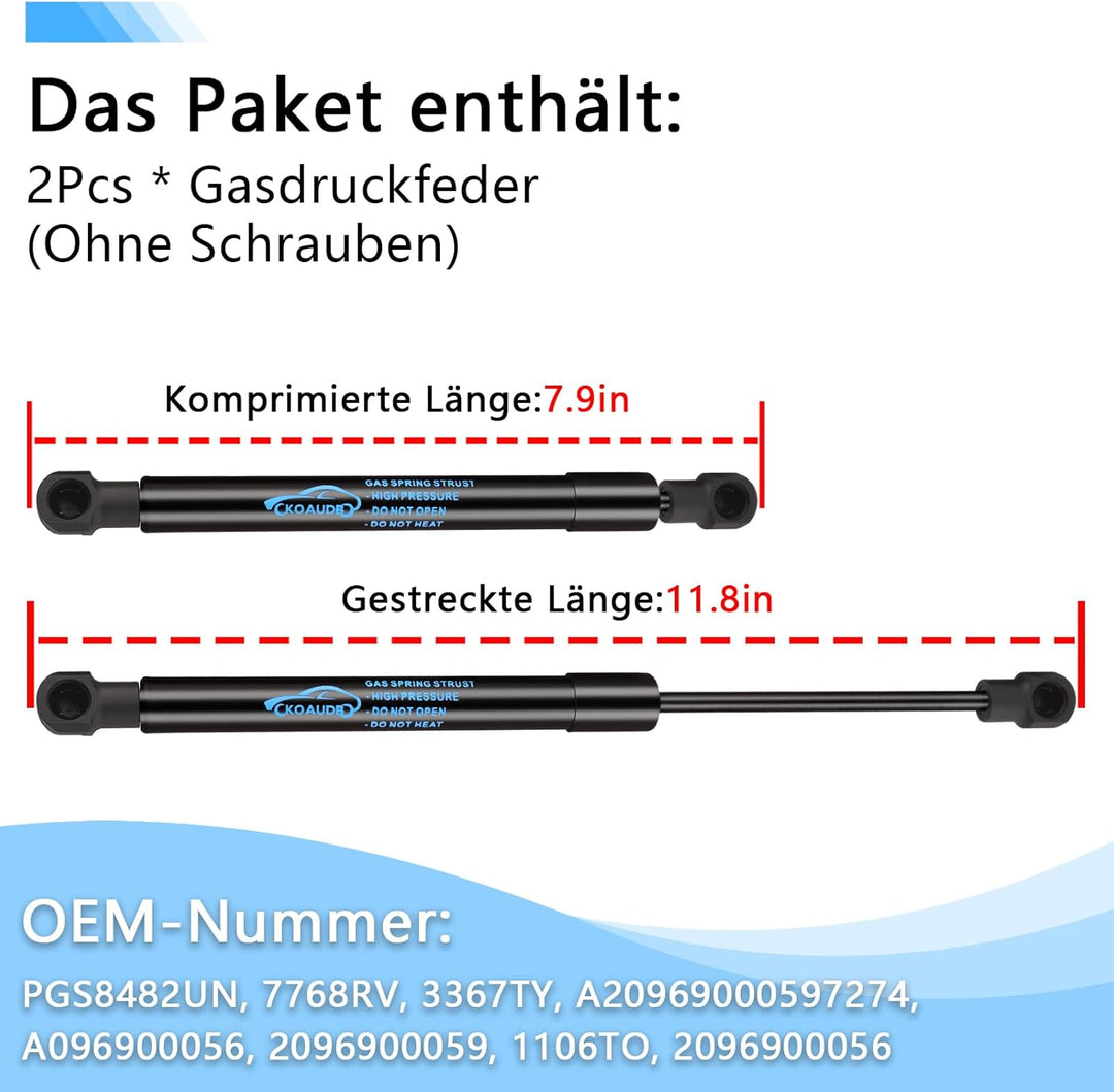 Koaudb 2Pcs Gasfeder Heckklappendämpfer für Mercedes-Benz CLK Cabriolet (A209)-Verdeck Gasdruckdämpf