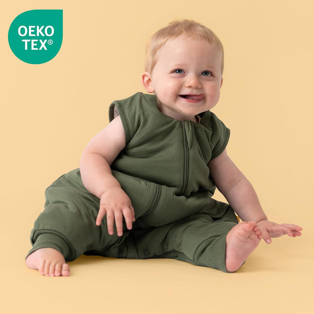 schlummersack Baby Schlafsack mit Füssen ganzjährig 2.5 Tog 80 cm Olive | Schlafsack mit Beinen für