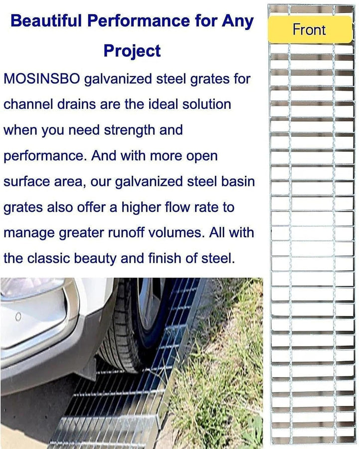 Gitterrost Verzinkt 1000x200 mm, B125 Schwerlast Ablaufrost für Einfahrt & Hof, Feuerverzinkter Stah