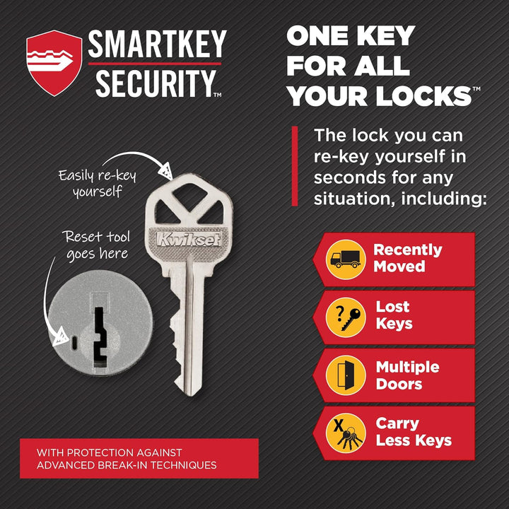 Kwikset Juno Türknauf mit Schlüssel, antimikrobieller Microban-Schutz mit SmartKey-Sicherheit, polie