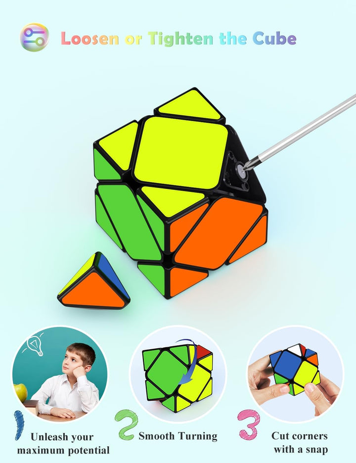 ROXENDA Zauberwürfel Set, Speed Cube Set mit 2x2 3x3 4x4 5x5 Zauberwürfel mit Geschenkbox, Geheimes