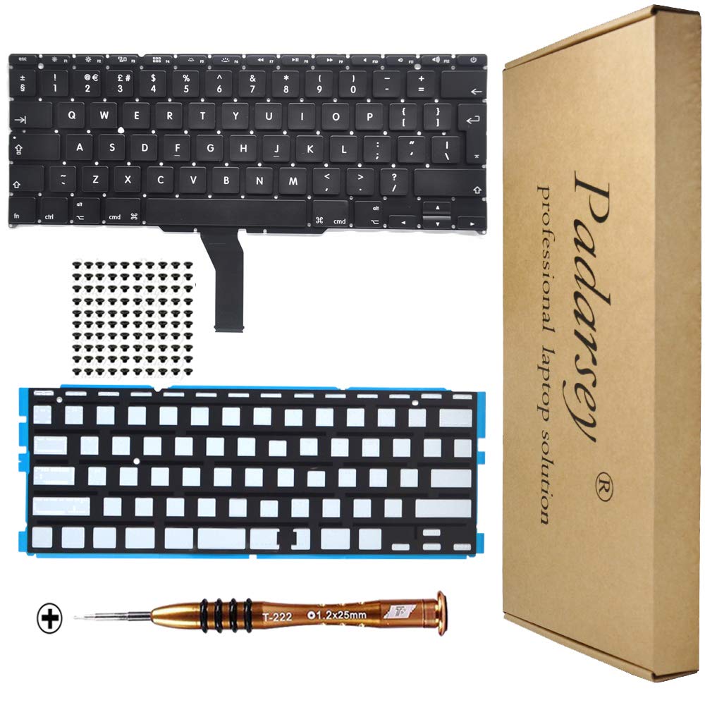 Padarsey Neue Laptop Schwarz Hintergrundbeleuchtung Tastatur UK Version QWERTY Kompatibel Für MacBoo