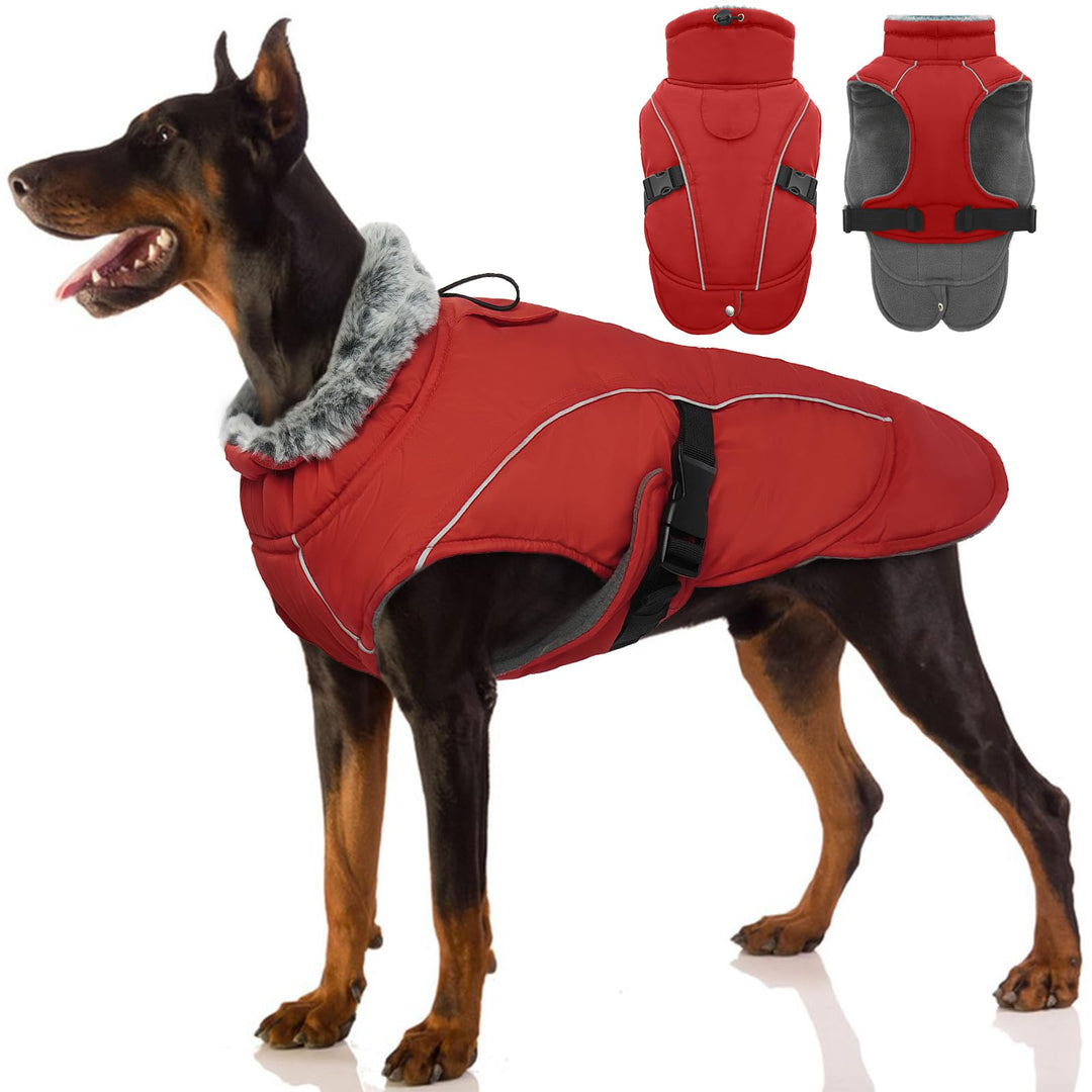 Warmer Wintermantel für Hunde, Winterjacke wasserdichte Hundejacke Hundeweste Winter Fleece Gefütter
