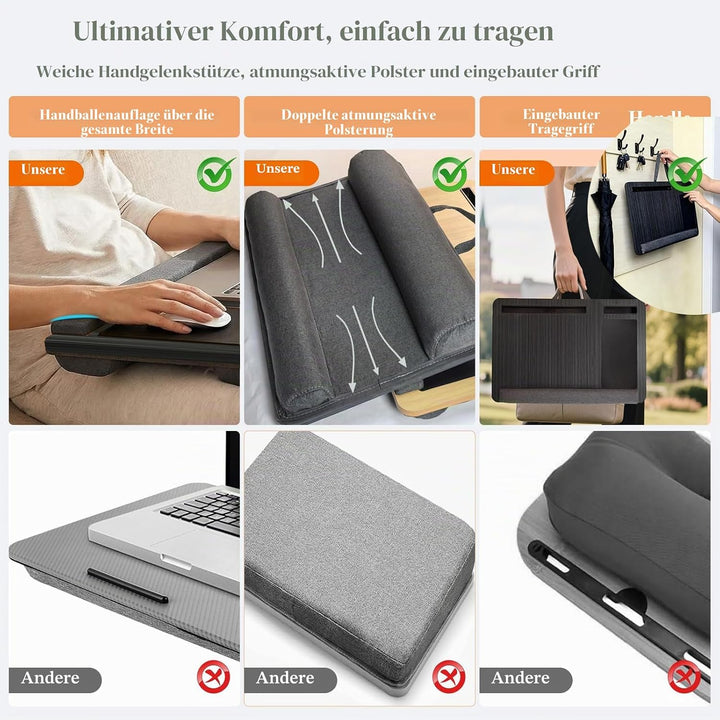 Yaong Gauo Laptopunterlage 55x34cm für Heim Bett Sofa mit Handgelenkauflage, Laptop Kissen für max 1