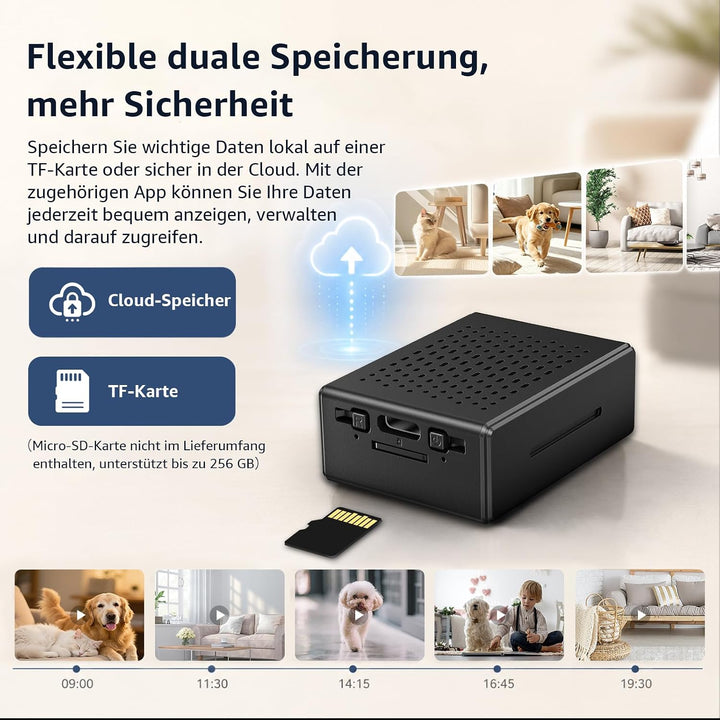 Mini Kamera 4K WLAN Überwachungskamera Innen, WiFi Kamera mit Handy APP, Live-Übertragung, Nachtsich
