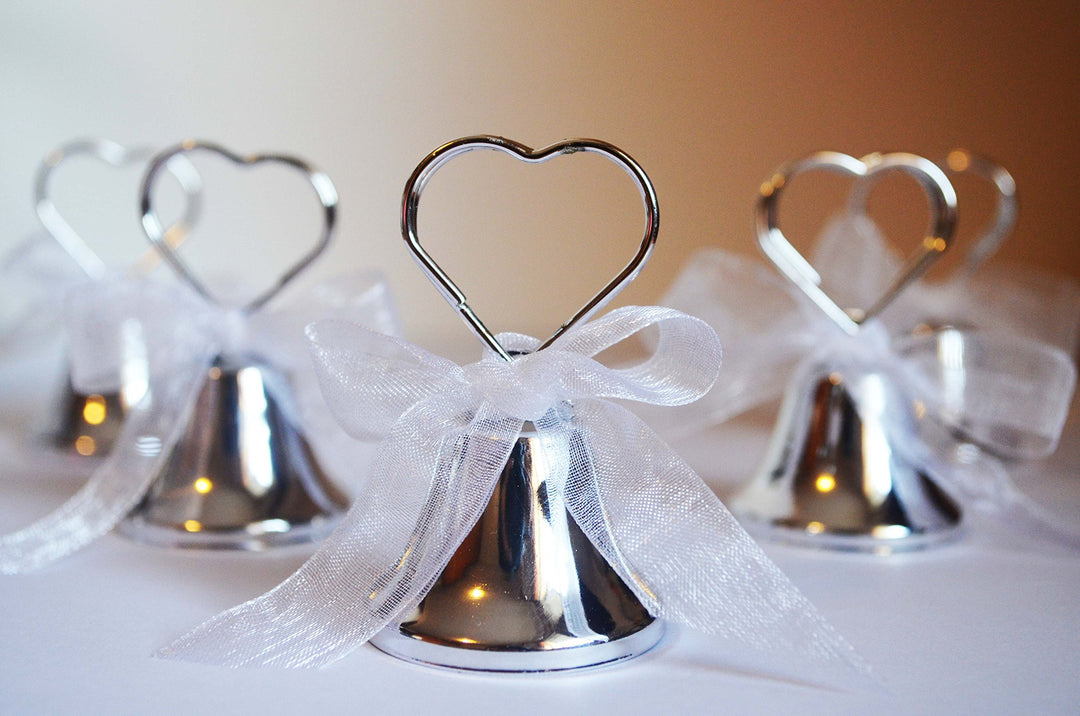 20 Stück Silber Küssen Glöckchen Kussglocke Gastgeschenk Namenskärtchen Hochzeit Tischkärtchen