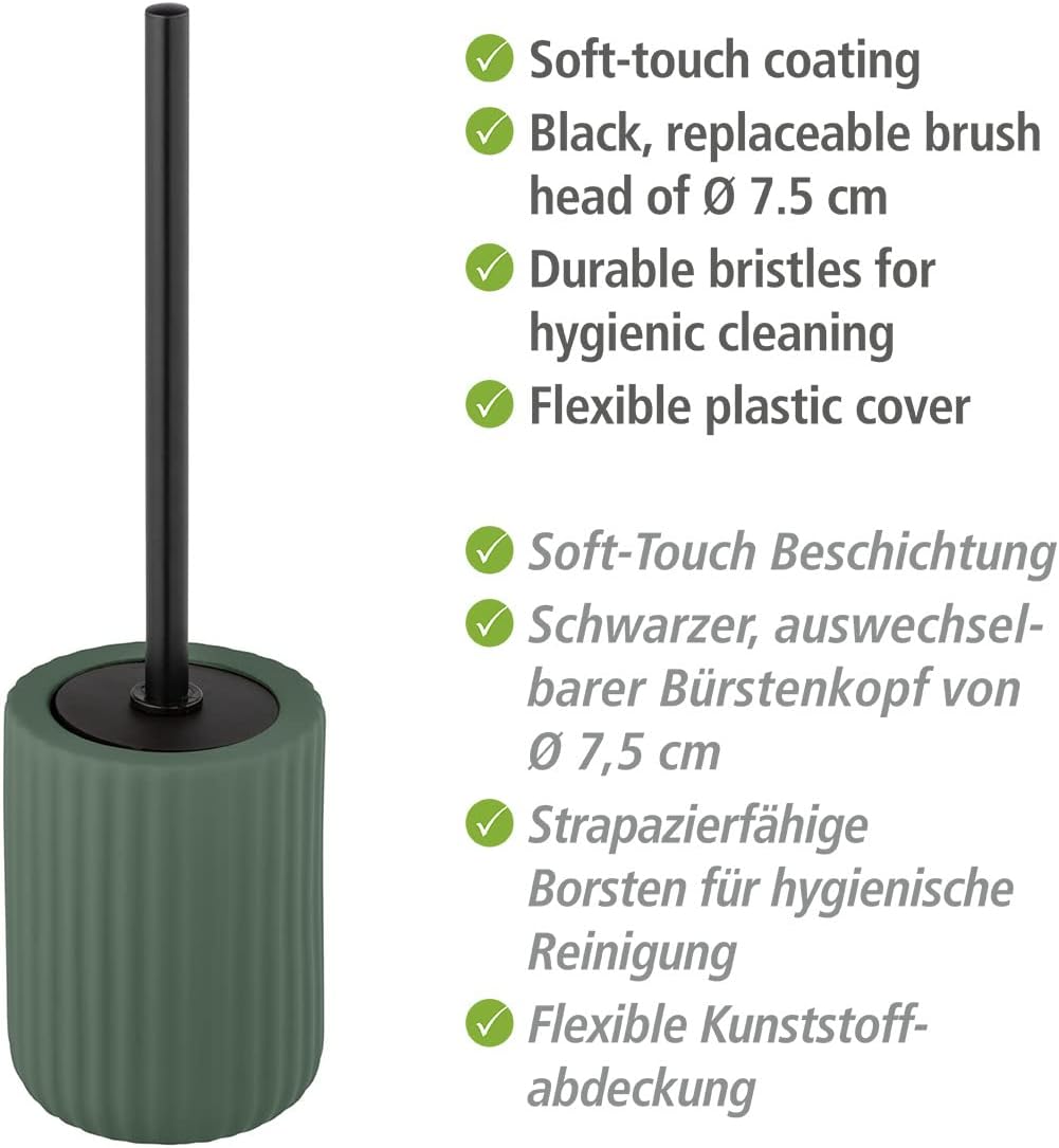 WENKO WC-Garnitur Belluno, hochwertiger Bürstenhalter aus stabiler Keramik mit modernen Rundungen, h