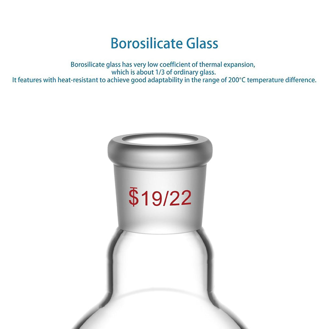 StonyLab 100ml Borosilikat Glas Einhalsrundkolben, Glas Einhals Rundkolben RBF mit 19/22 Standard Ta