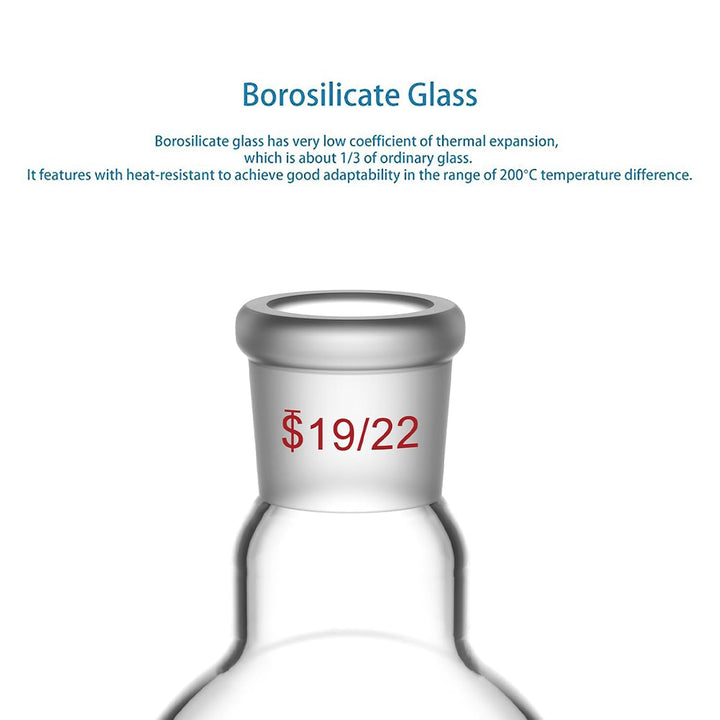 StonyLab 100ml Borosilikat Glas Einhalsrundkolben, Glas Einhals Rundkolben RBF mit 19/22 Standard Ta