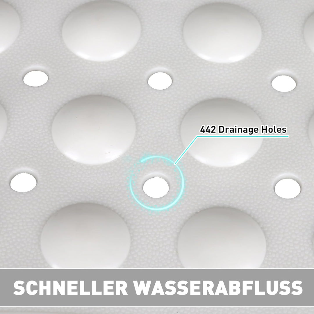 Gross Duschmatte rutschfest 80x120cm: Weich TPE Duscheinlage mit Ablauflöchern und Saugnäpfen - Anti