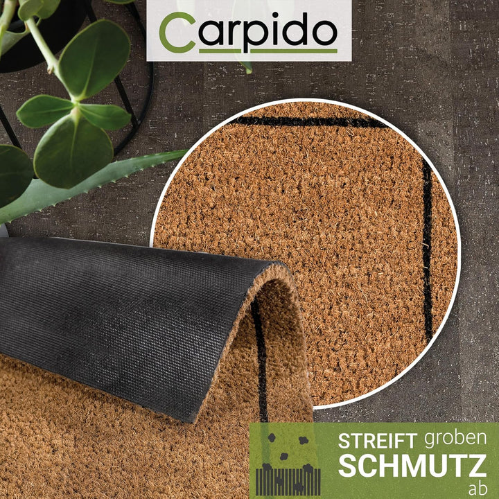 Carpido Fussmatte Kokos Rahmen - Türmatte 40 x 60 cm (Rechteckig) - antibakterielle Eingangsmatte na