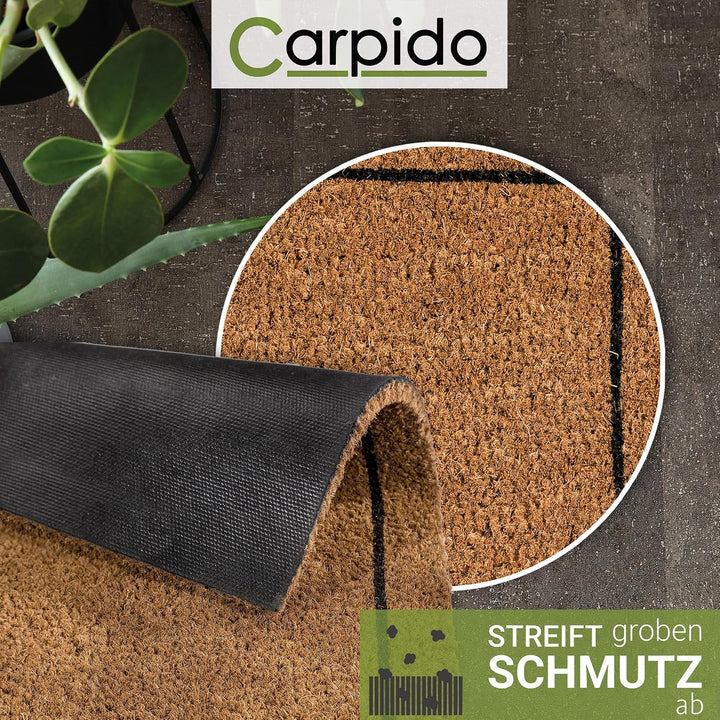Carpido Fussmatte Kokos Rahmen - Türmatte 40 x 60 cm (Rechteckig) - antibakterielle Eingangsmatte na