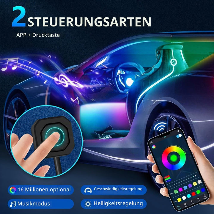 Auto LED Innenbeleuchtung,6M/18 in 1 RGB Auto Innenraumbeleuchtung,Led Atmosphäre Licht mit APP Steu