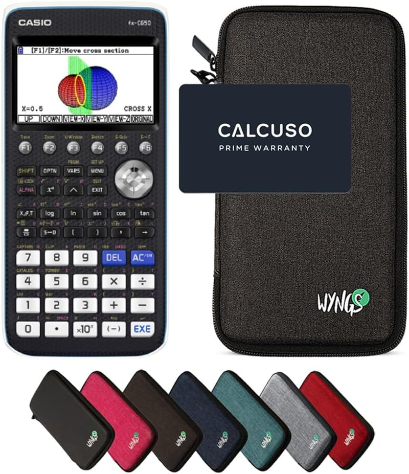 CALCUSO Sparpaket: Casio FX-CG 50 Grafikrechner + WYNGS Schutztasche dunkelgrau + Erweiterte Garanti