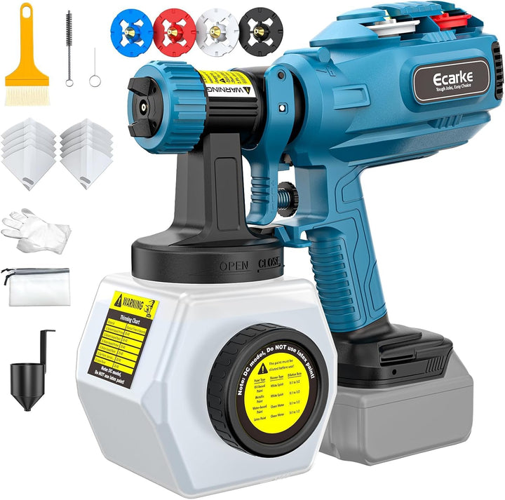 Ecarke Akku-Farbsprühsystem – kompatibel mit Makita 18V Akkus, Farbsprühgerät mit 1.200 ml Behälter,