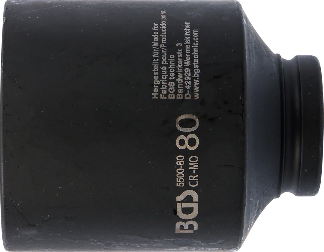 BGS 5500-80 | Kraft-Steckschlüssel-Einsatz Sechskant, tief | 25 mm (1") | SW 80 mm Schlüsselweite: 8