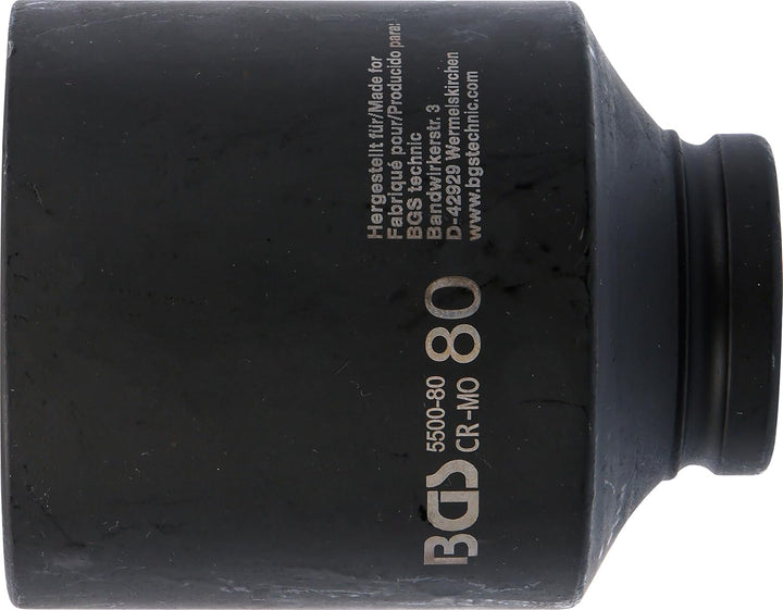 BGS 5500-80 | Kraft-Steckschlüssel-Einsatz Sechskant, tief | 25 mm (1") | SW 80 mm Schlüsselweite: 8