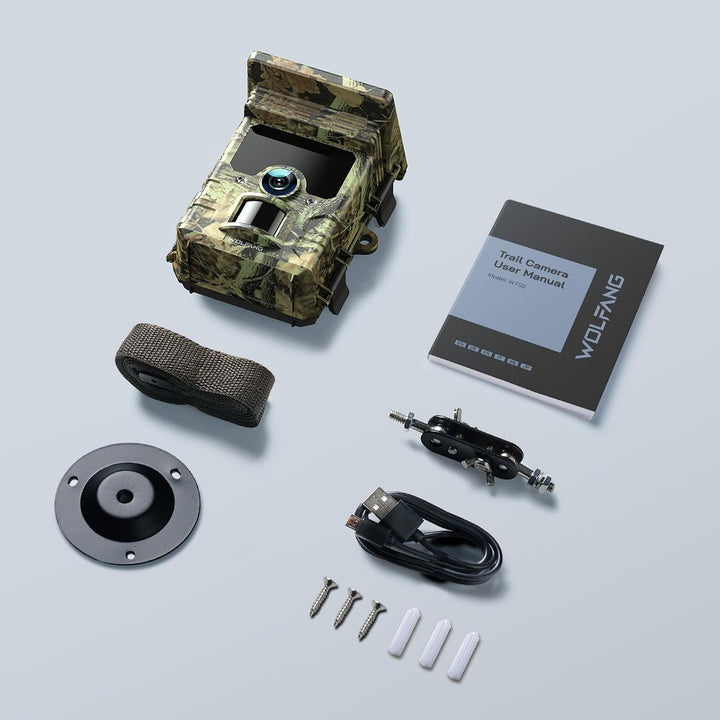 WOLFANG Solar Wildkamera 4K 46MP, WLAN Bluetooth Jagdkamera mit hervorragender Nachtsicht, Duale Str
