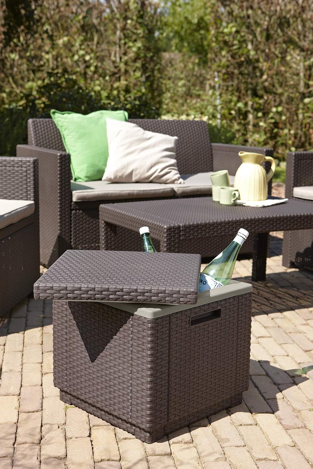 Keter Ice Cube Beer and Wine Cooler Table Perfect for Your Patio, Picnic, and Beach Accessories, Bro