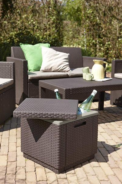 Keter Ice Cube Beer and Wine Cooler Table Perfect for Your Patio, Picnic, and Beach Accessories, Bro