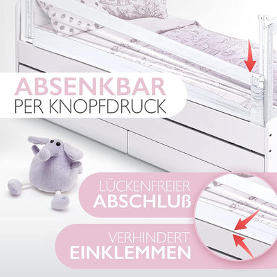 Kids Supply Bettgitter [150x80 cm]- Sicheres & höhenverstellbares Bettschutzgitter [70-90 cm]- Rausf
