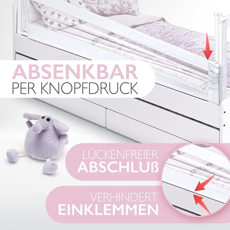 Kids Supply Bettgitter [150x80 cm]- Sicheres & höhenverstellbares Bettschutzgitter [70-90 cm]- Rausf