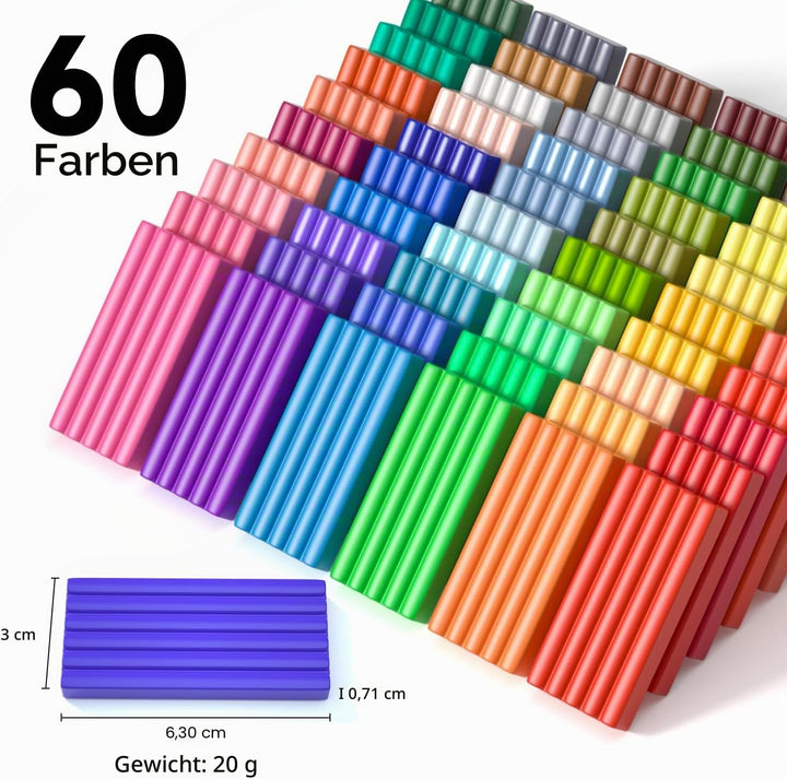 Shuttle Art Polymer Clay, 60 buntes Weich-Ton-Set, 1,65 kg/ 3,64 lb, ofenhärtende Modelliermasse Set