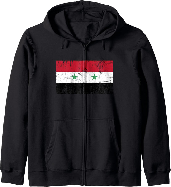 Syrien Flagge Syrische Fahne Geschenk Fussball-Fan Sport Kapuzenjacke