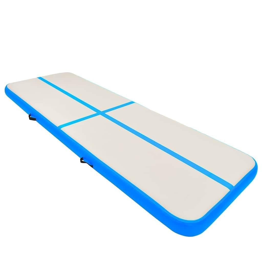 Aufblasbare Gymnastikmatte 800x100x PVC Blau mit Pumpe rutschfest wasserdicht reissfest gelenkschone