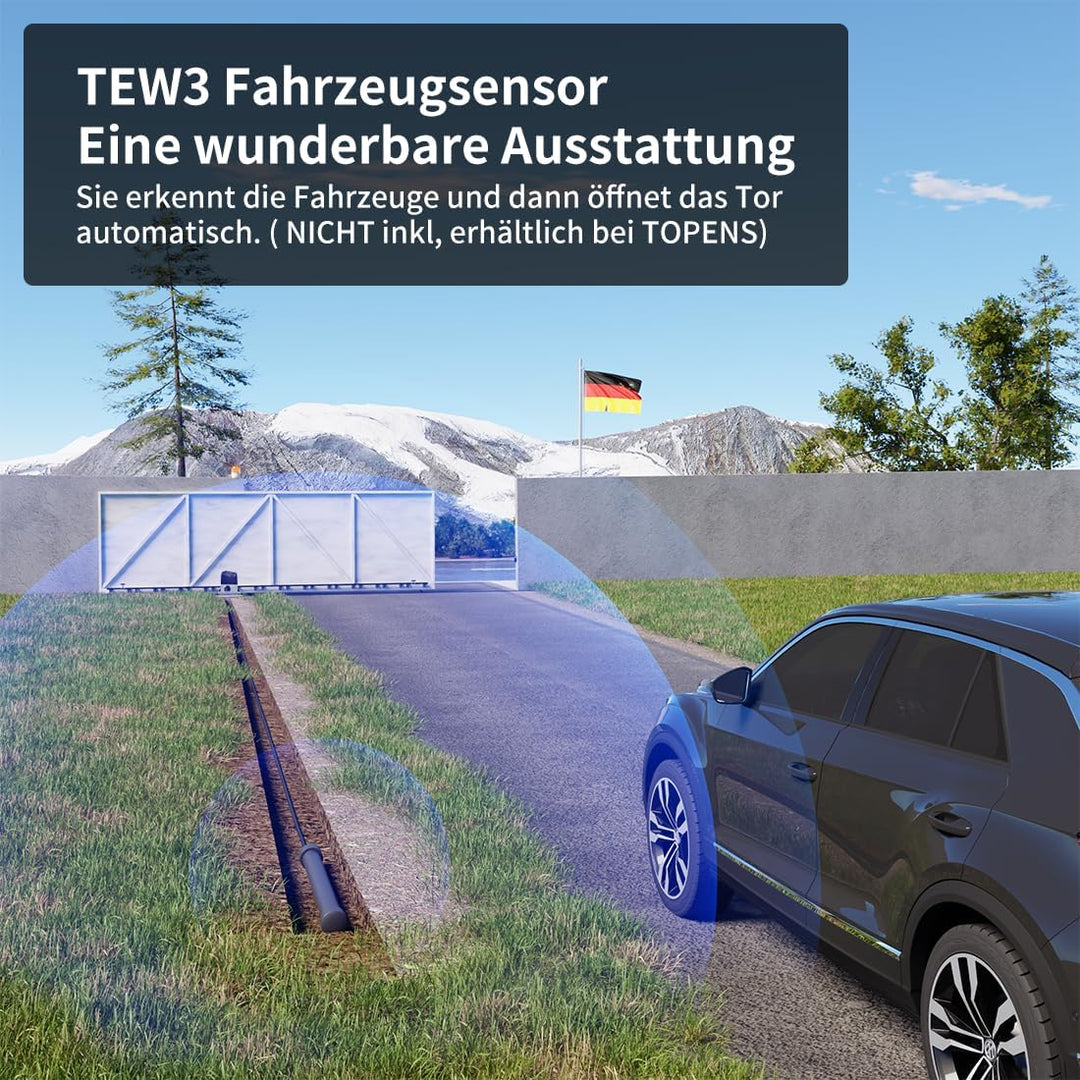 TOPENS RK1200T Schiebetorantrieb Torantrieb Schiebetor automatischer Toröffner mit 2 Fernbedienungen