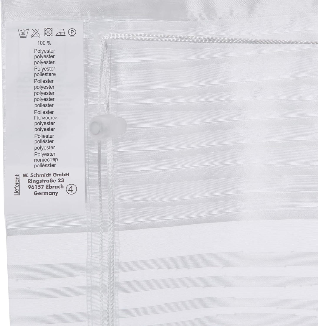 Home Fashion SCHLAUFENRAFFROLLO QUERSTREIFEN SCHERLI GABI, Weiss, 130 X 100 cm, 3