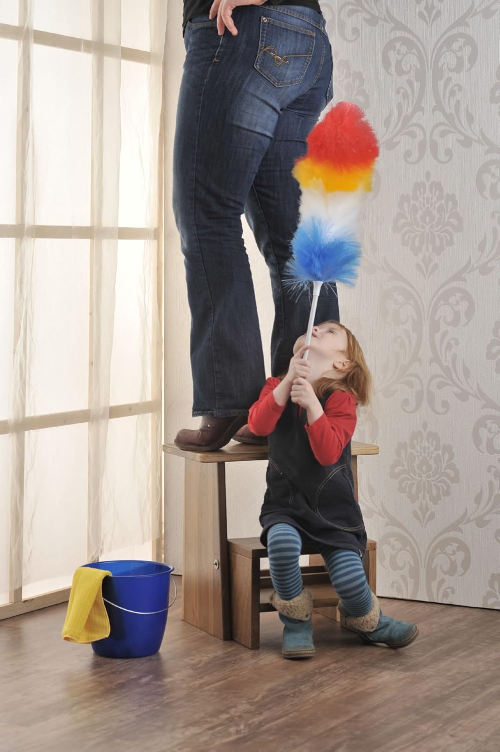 Tritthocker, Sitzhocker Holz, stabil in Eiche Natur Massivholz, für Kinder und die ganze Familie, Ei
