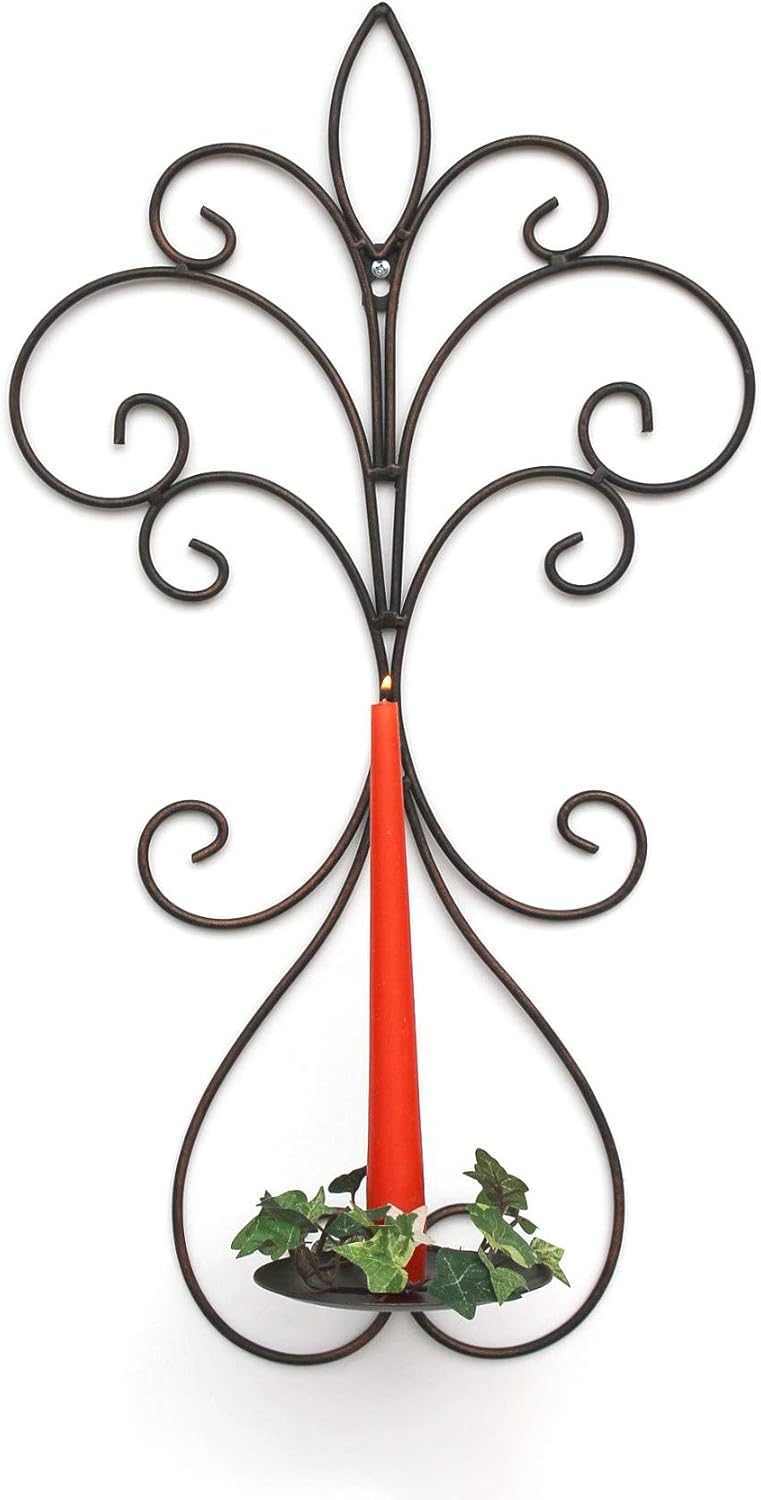 DanDiBo Wandkerzenhalter Metall Antik Schwarz 12107 Kerzenhalter Wand 58cm Schmiedeeisen Kerzenleuch