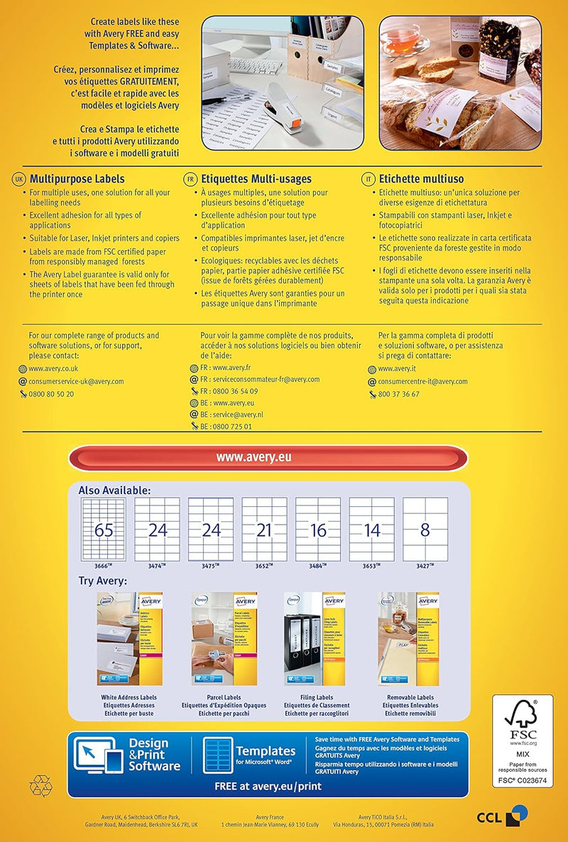 Avery 3484 Universal-Etikette (A4)