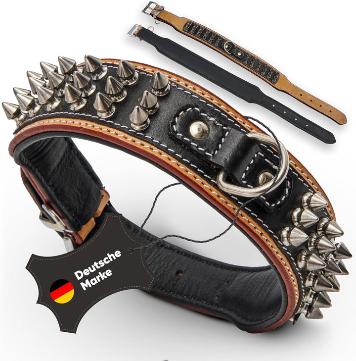 MICHUR Strike NO. 1 Hundehalsband Leder, Halsband, Lederhalsband Hund, Nieten, Halsband Leder MIT Ni
