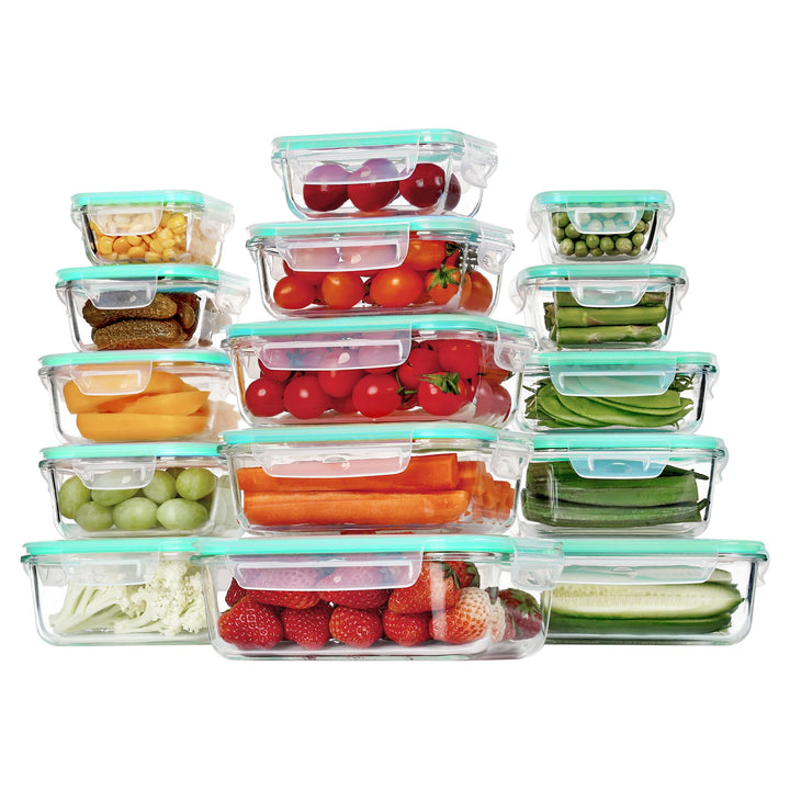 Vtopmart 15 Stück Meal Prep Boxen Glas, Glasdosen mit Deckel Set, Frischhaltedosen Glas mit Auslaufs