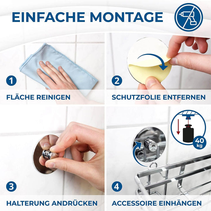 Housekeeps Hakenleiste Küche selbstklebend mit 5 Haken [40cm] - Küchenhelfer Hängeleiste ohne Bohren