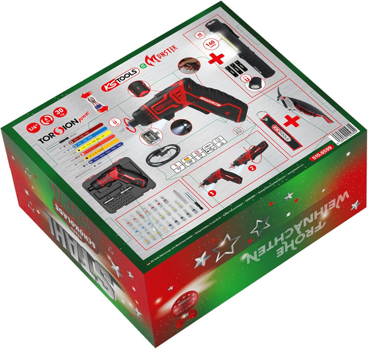 KS Tools Adventskalender 2025 Akku-Schrauber-Satz 30-teilig Akkuschrauber Taschenlampe Korkenzieher