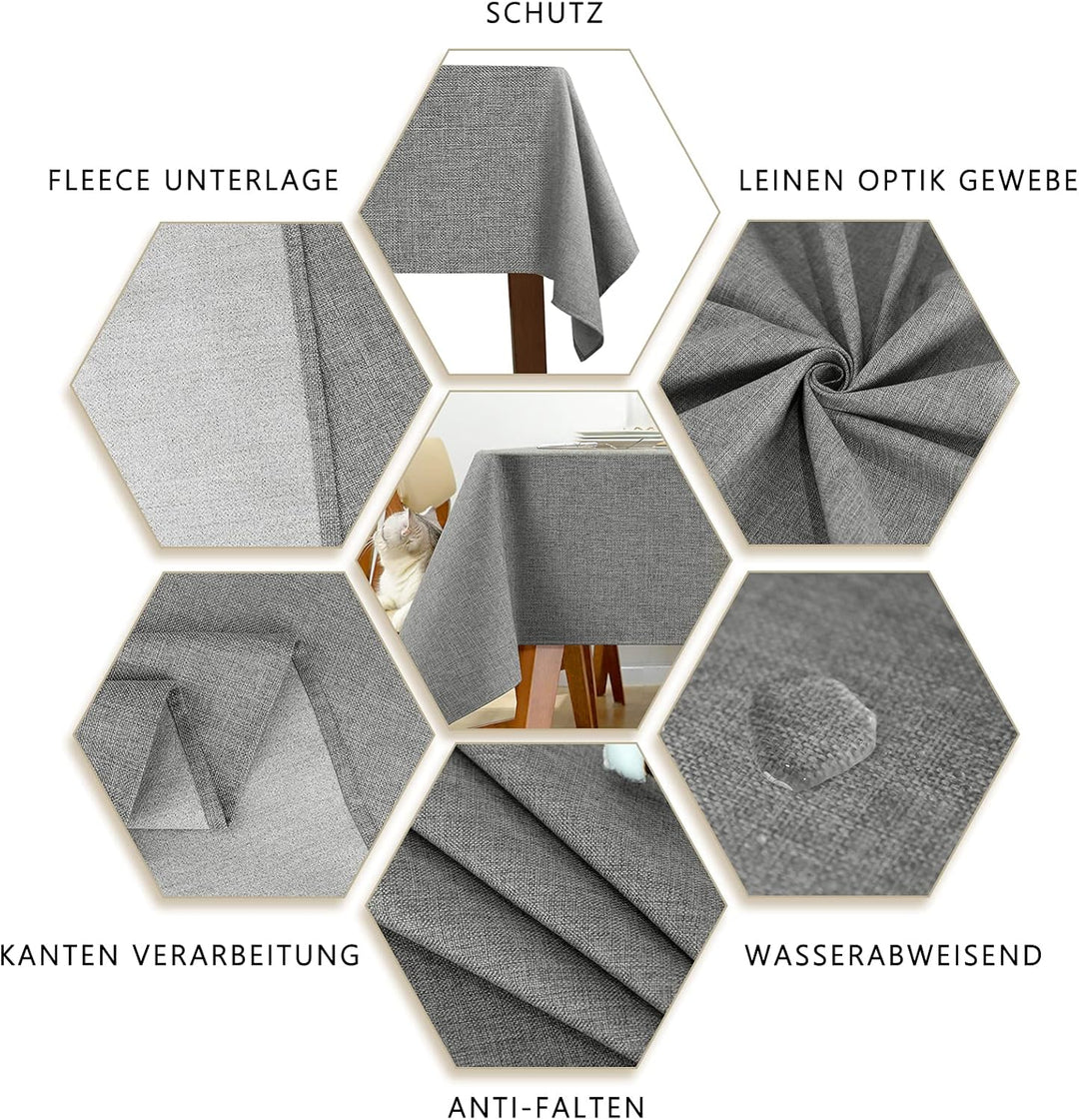 Tischdecke Outdoor Garten Tischdecken Wasserabweisend Lotuseffekt Tischdeko Abwaschbar Leinen Optik