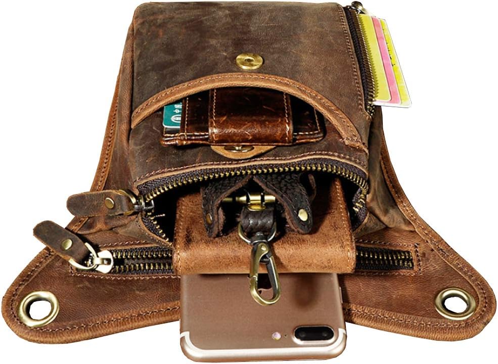 Leder Taille Pack Drop Leg Bag für Herren Damen Gürtel Bauchtasche Mehrzweck Motorrad Fahrrad Outdoo